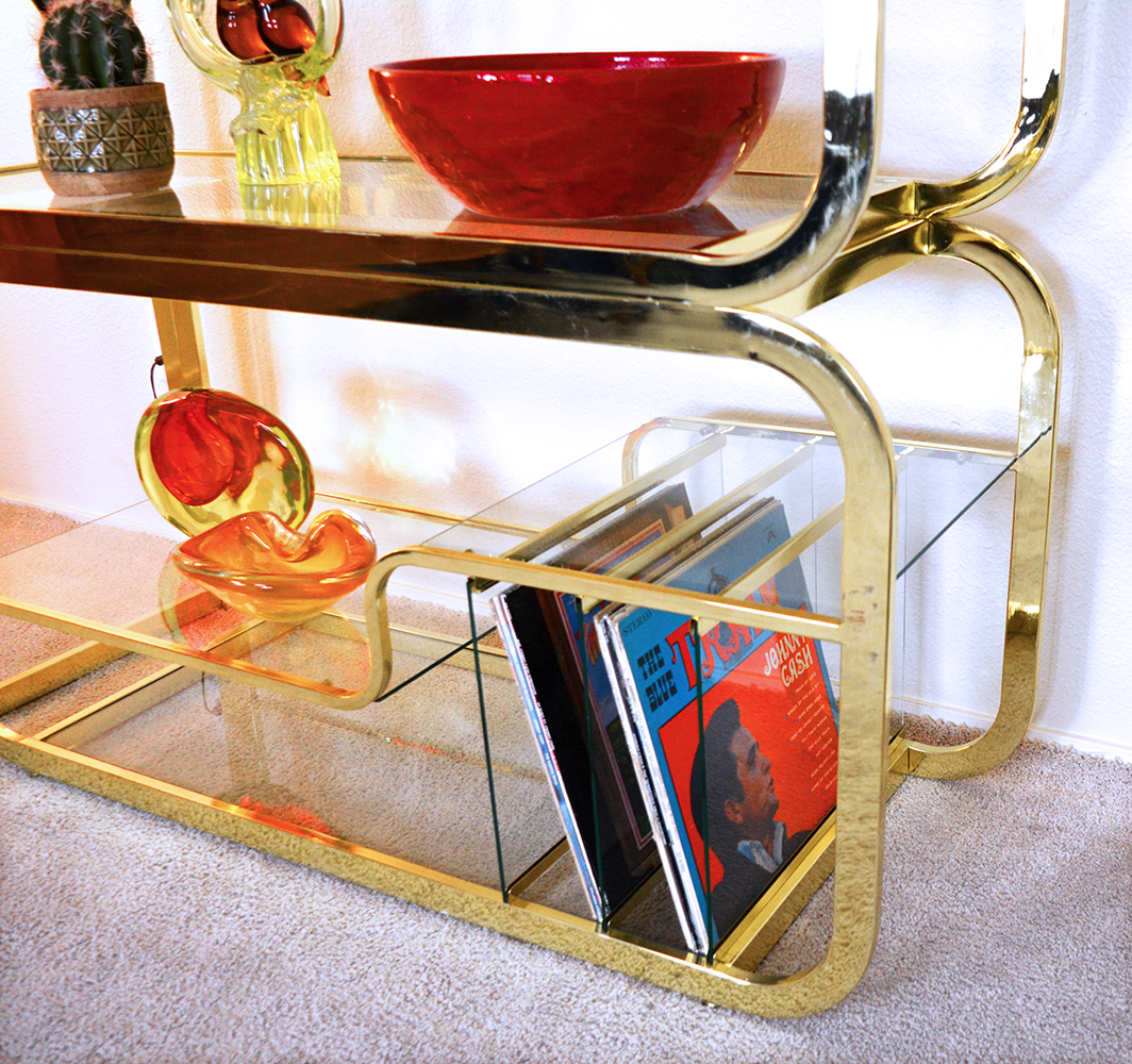 Milo Baughman Style DIA Mid Century Chrome and Smoked Glass Etagere, Mid  Century Modern Furniture