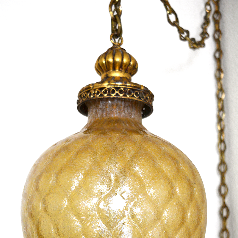 Mid Century Amber Glass Swag Lamp las vegas