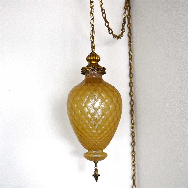 Mid Century Amber Glass Swag Lamp las vegas