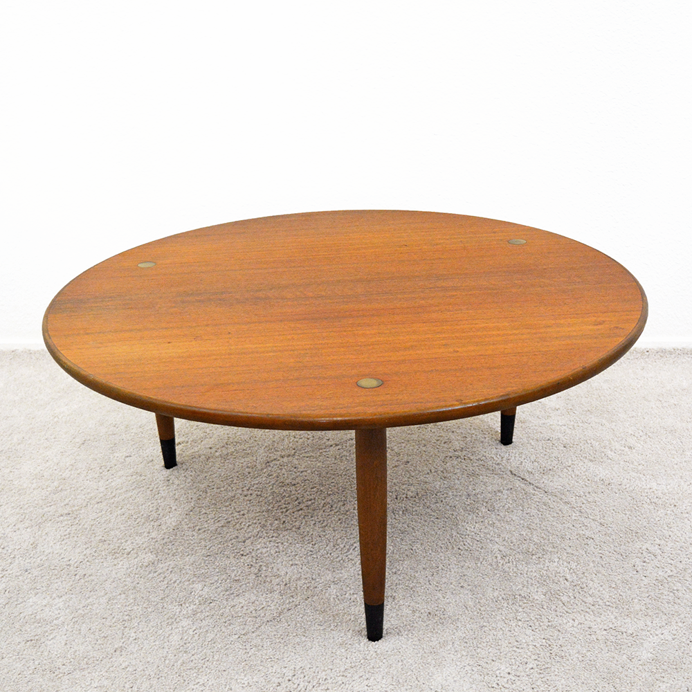 Dux of Sweden Round Cocktail Table with Brass Inlays mid century las vegas