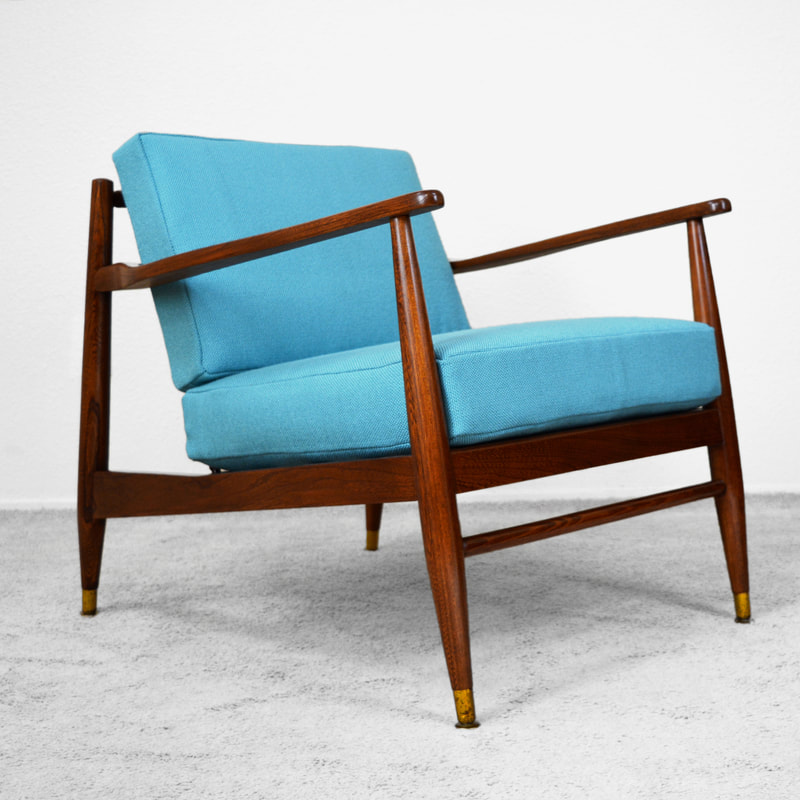 mid century slat back lounge chair by baumritter