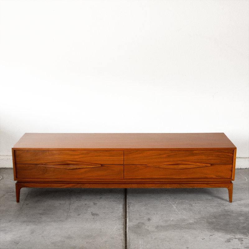 Mid Century Walnut Console Table / Bench with Four Drawers by John Cameron Distinctive Furniture las vegas