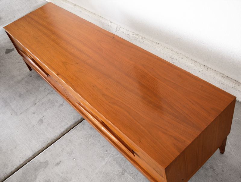 Mid Century Walnut Console Table / Bench with Four Drawers by John Cameron Distinctive Furniture las vegas