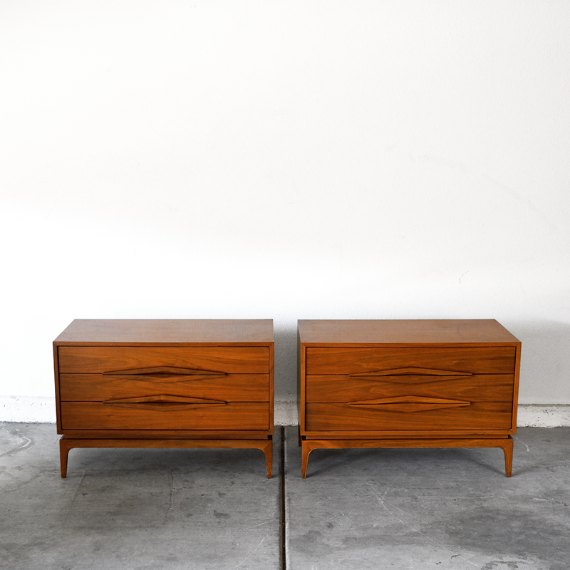 Rare Mid Century walnut extra large nightstands side tables by John Cameron Distinctive Furniture las vegas