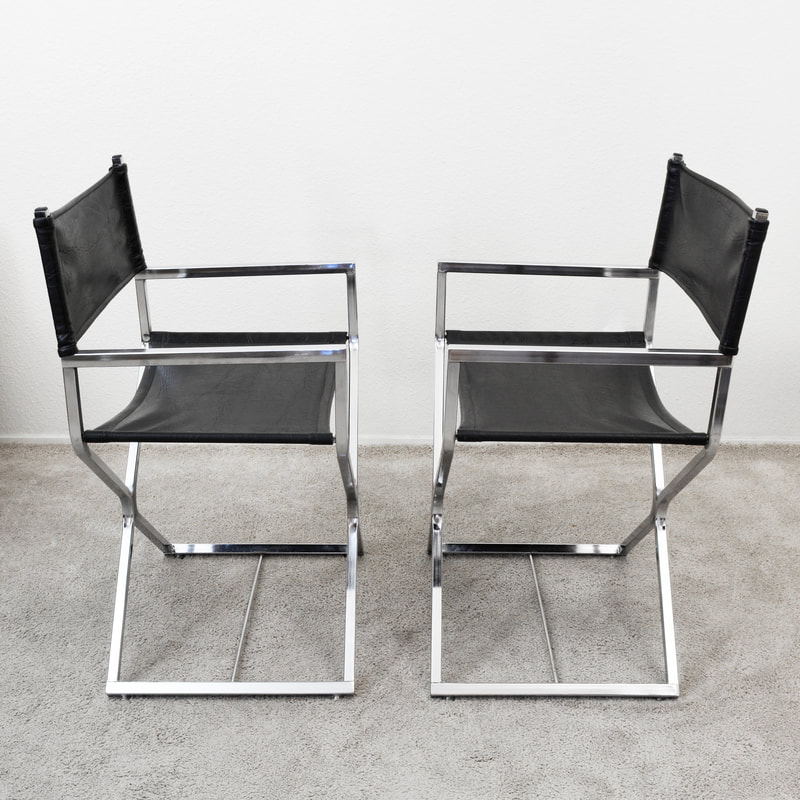 Mid Century Chrome and Leather Director's Chairs by Virtue Brothers Manufacturing las vegas