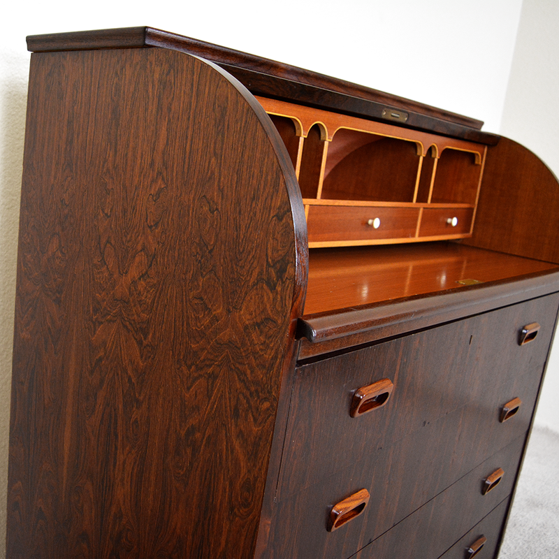 mid century rosewood roll top secretary desk made in sweden las vegas