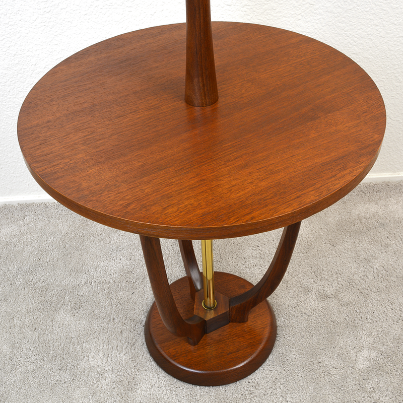 Mid Century Solid Walnut Floor Lamp with Table by Laurel Lamp Company las vegas