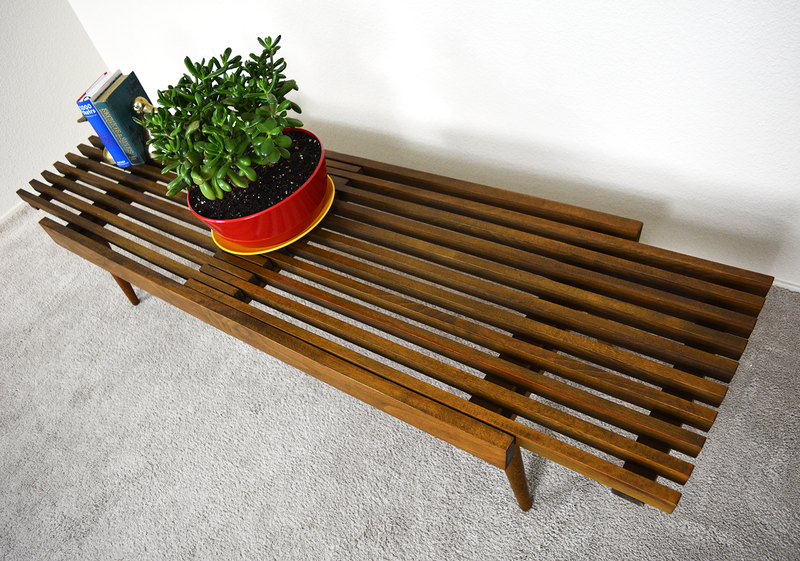 Mid Century Slatted Bench Table in Solid Birch las vegas