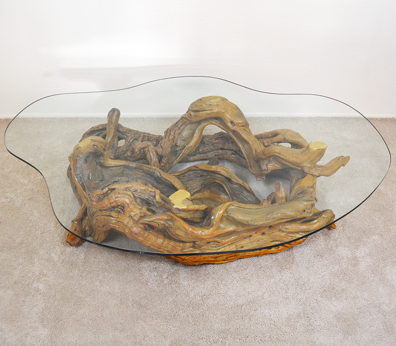 Mid Century Driftwood and Glass Coffee Table las vegas
