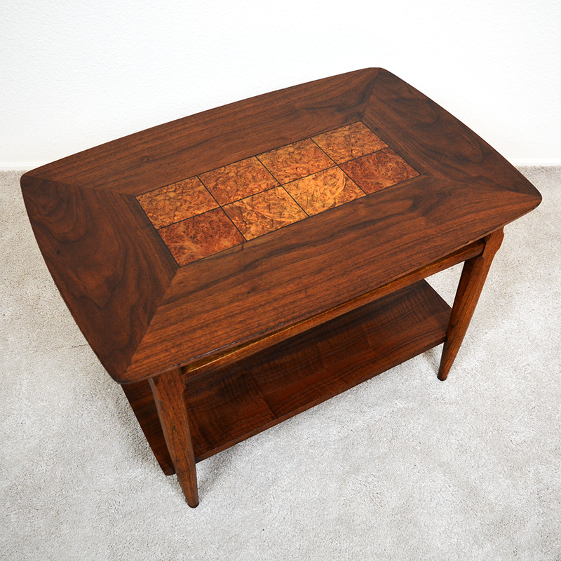 Mid Century furniture las vegas lane table walnut burl wood