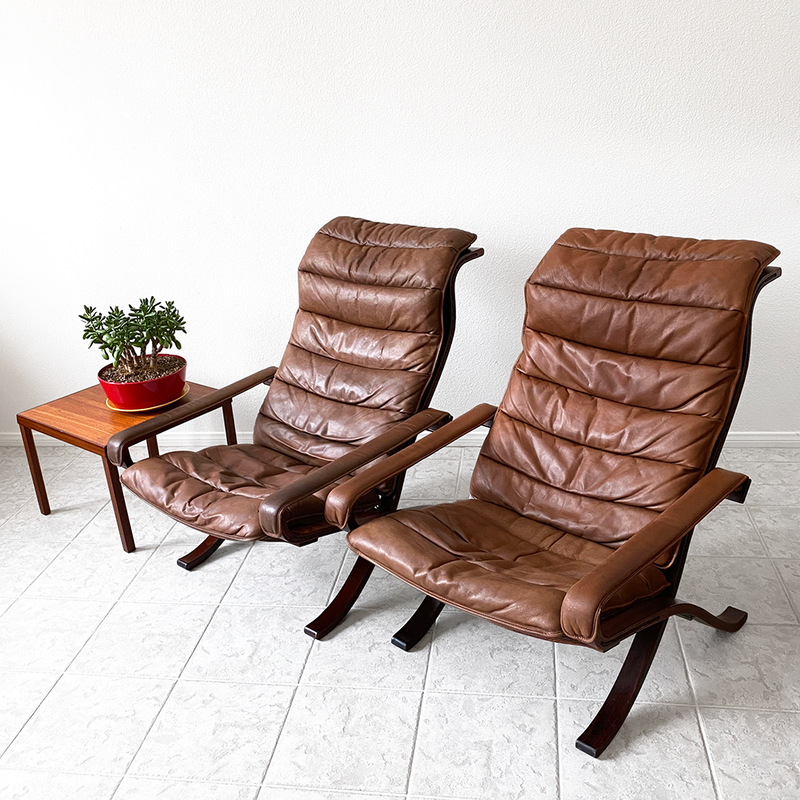 mid century ingmar relling westnofa flex safari lounge chairs