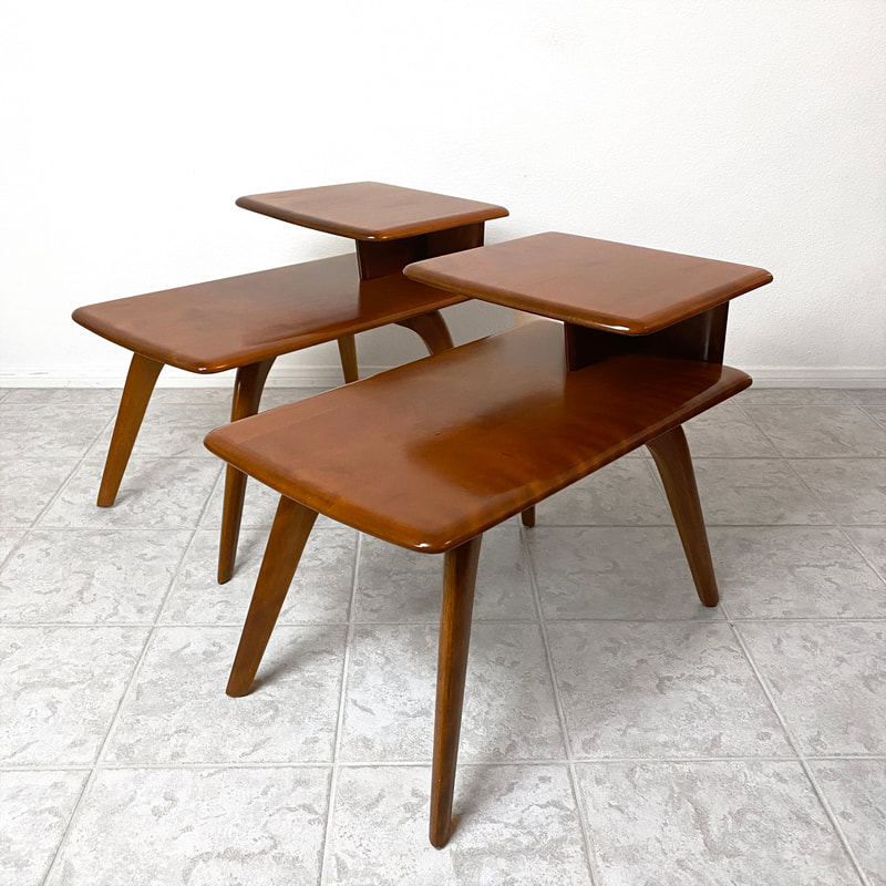 mid century heywood wakefield step tables